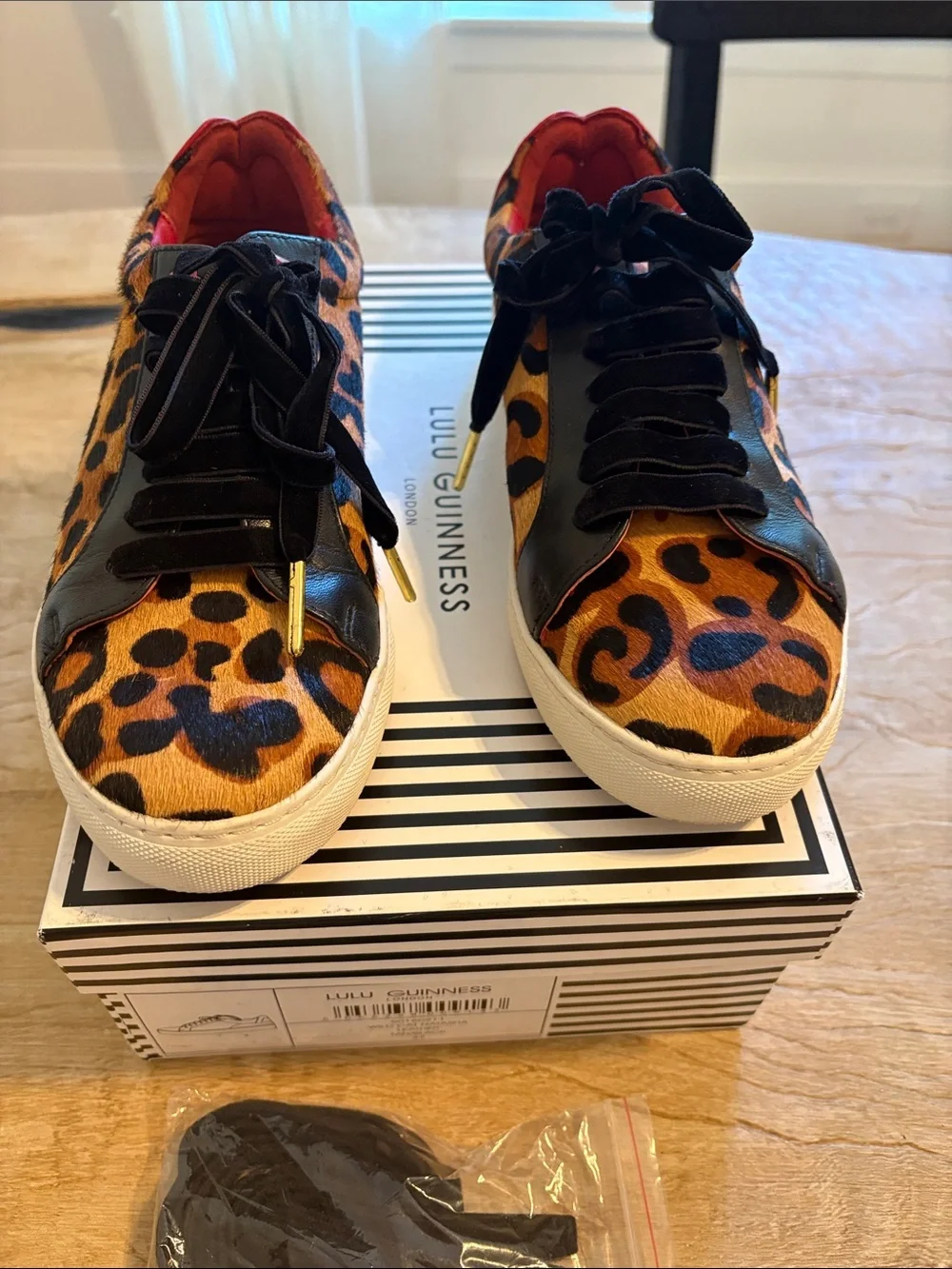 Lulu Guinness Wild Cat Natasha Leopard Leather Sneakers EU 37